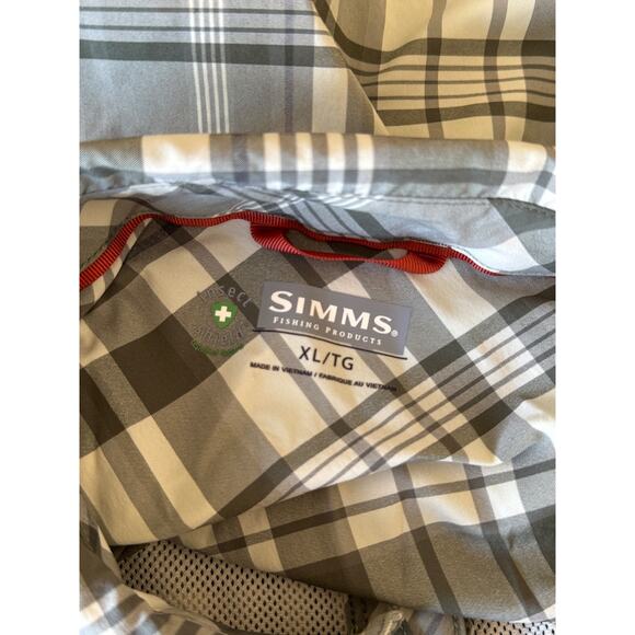 SIMMS Fishing Shirt Mens XL Plaid Long Sleeve Button Up Insect Shield Bugstopper - Picture 6 of 10